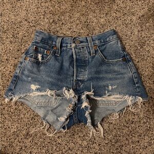 Levi's Blue Distressed Jean Shorts